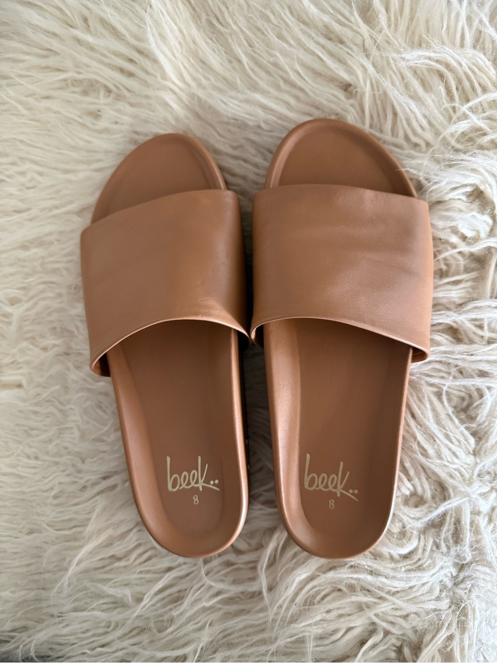 Beek Women's Pelican Slide Sandals in Brown Tan